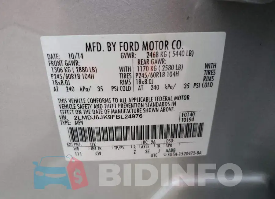 2LMDJ6JK9FBL24976 Photo# 13