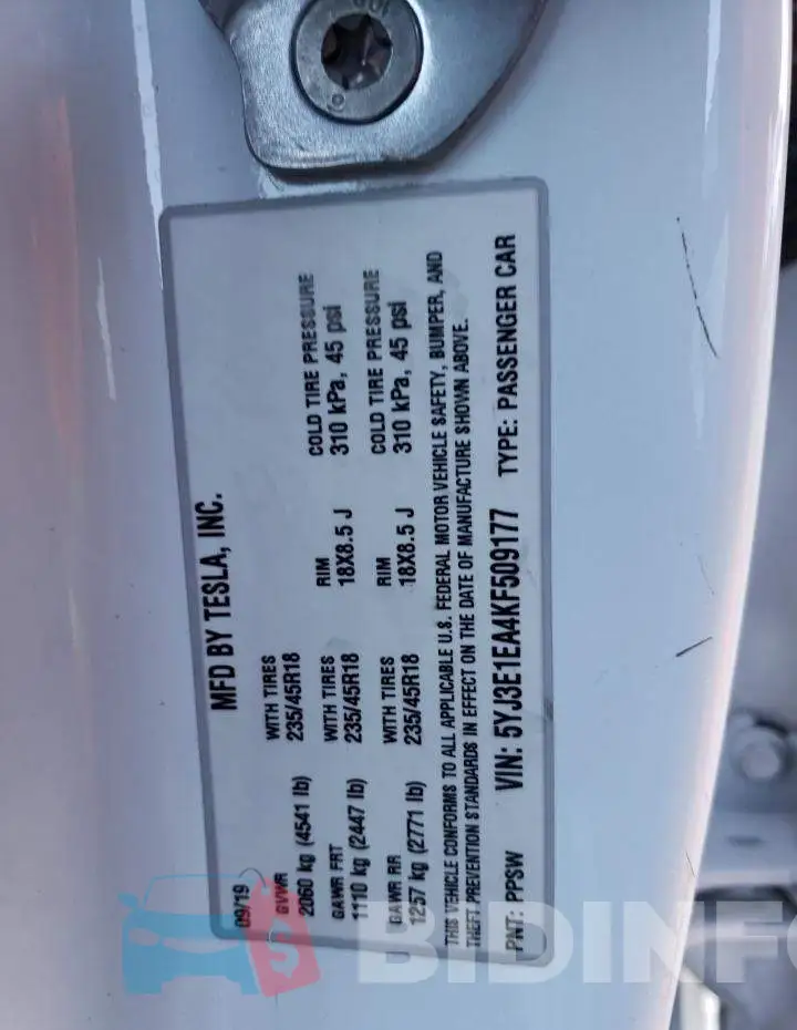 5YJ3E1EA4KF509177 Photo# 12