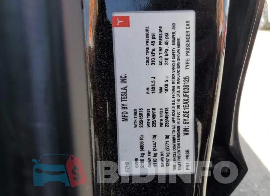 5YJ3E1EAXJF036125 Photo# 12