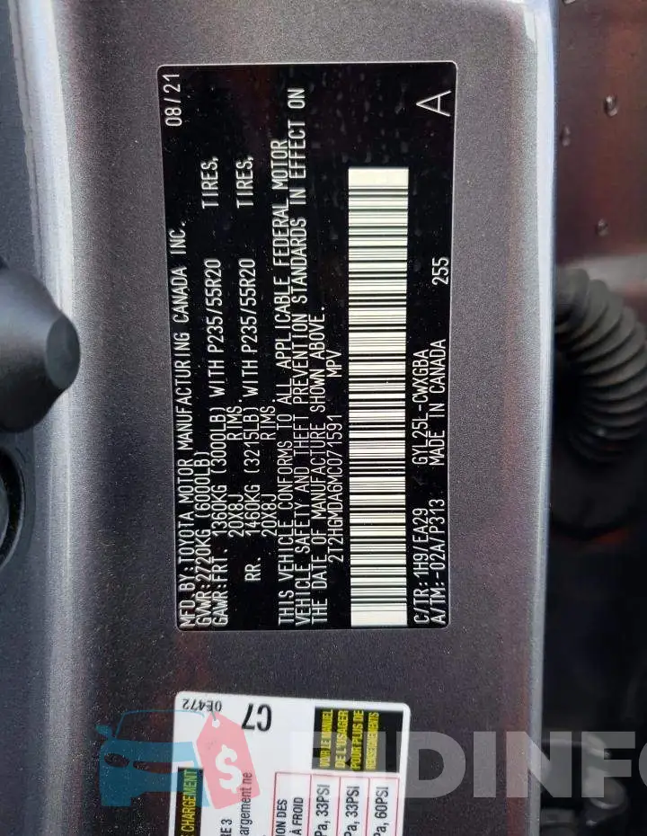 2T2HGMDA6MC071591 Photo# 14