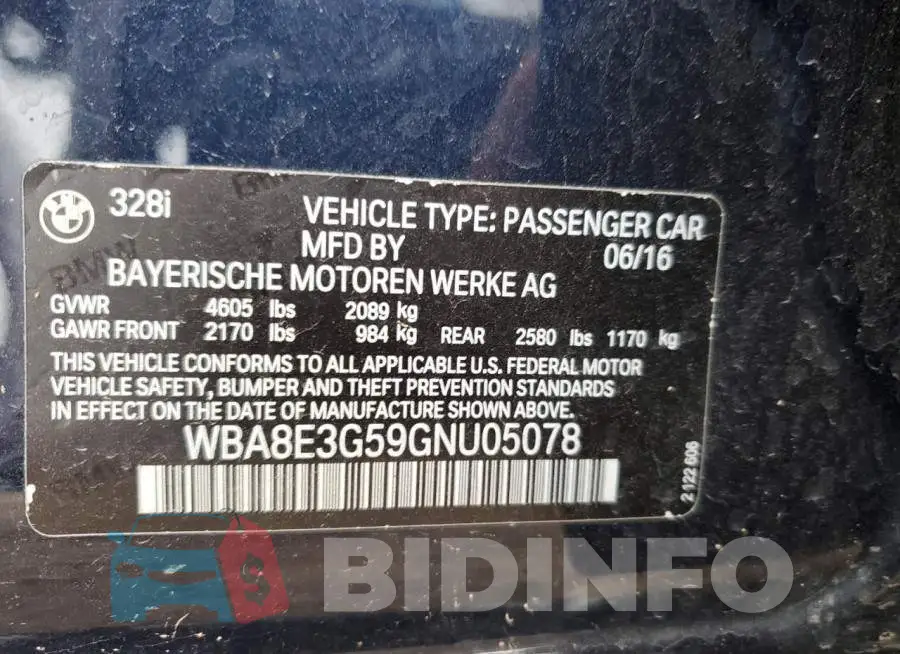 WBA8E3G59GNU05078 Photo# 12