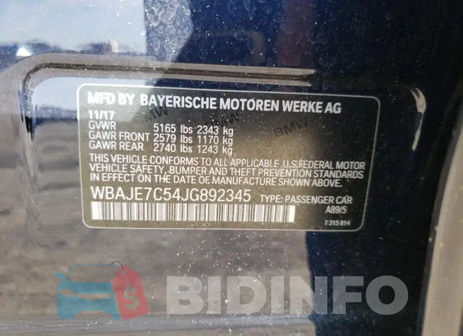 WBAJE7C54JG892345 Photo# 13