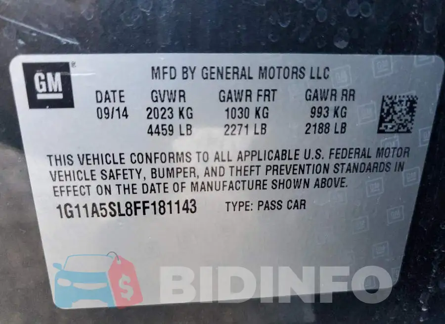 1G11A5SL8FF181143 Photo# 12