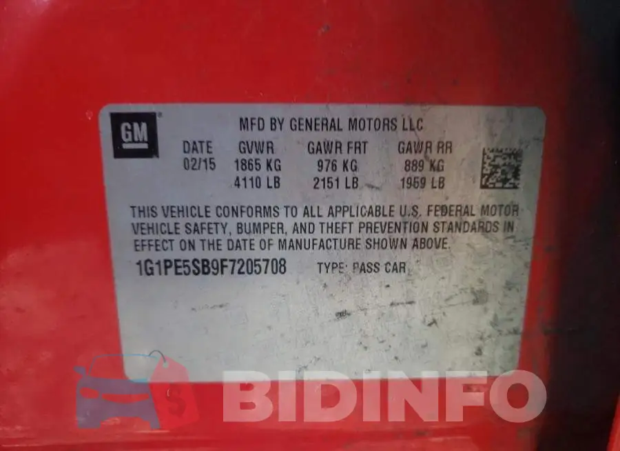 1G1PE5SB9F7205708 Photo# 12