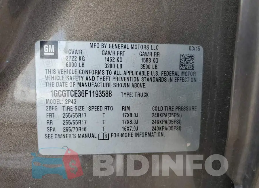 1GCGTCE36F1193588 Photo# 12