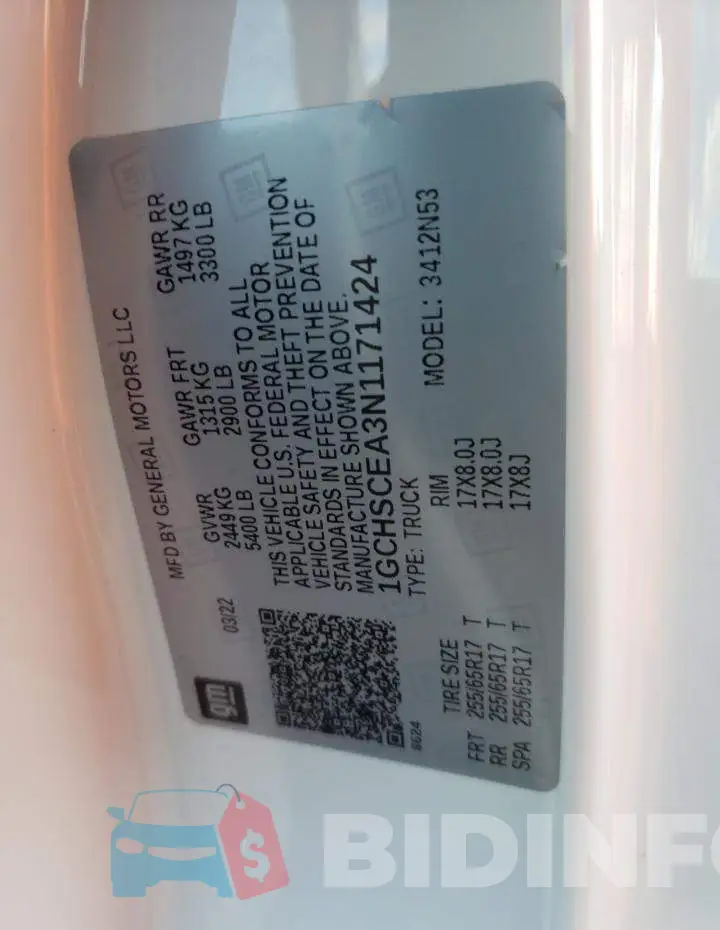 1GCHSCEA3N1171424 Photo# 12