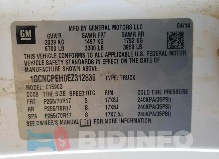 1GCNCPEH0EZ312830 Photo# 12