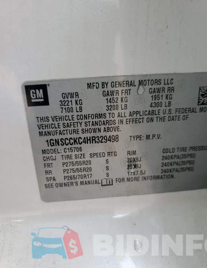 1GNSCCKC4HR329498 Photo# 14