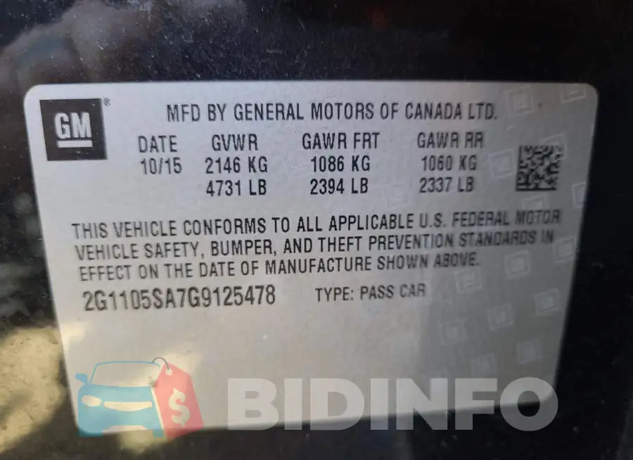 2G1105SA7G9125478 Photo# 13