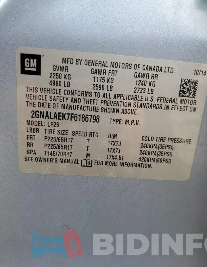 2GNALAEK7F6186798 Photo# 13