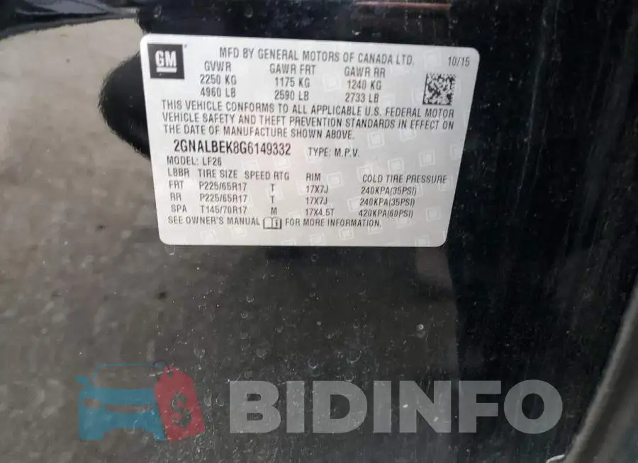 2GNALBEK8G6149332 Photo# 12