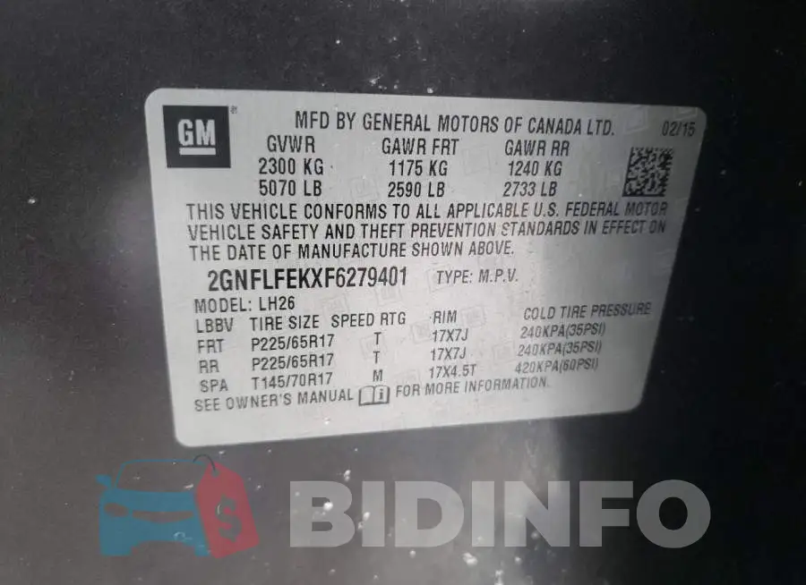 2GNFLFEKXF6279401 Photo# 10