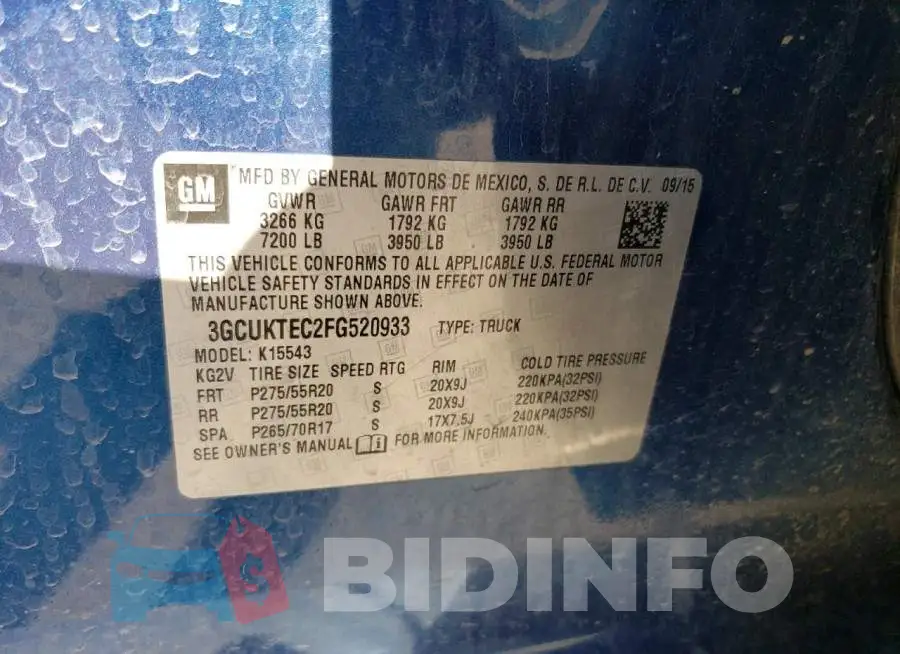 3GCUKTEC2FG520933 Photo# 12