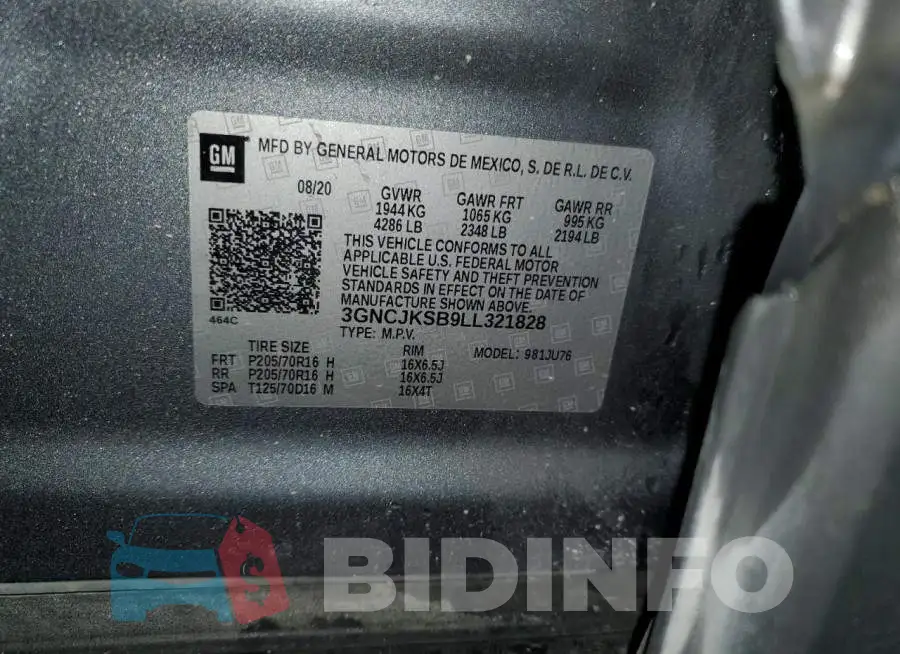 3GNCJKSB9LL321828 Photo# 14