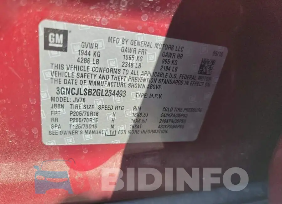 3GNCJLSB2GL234493 Photo# 10