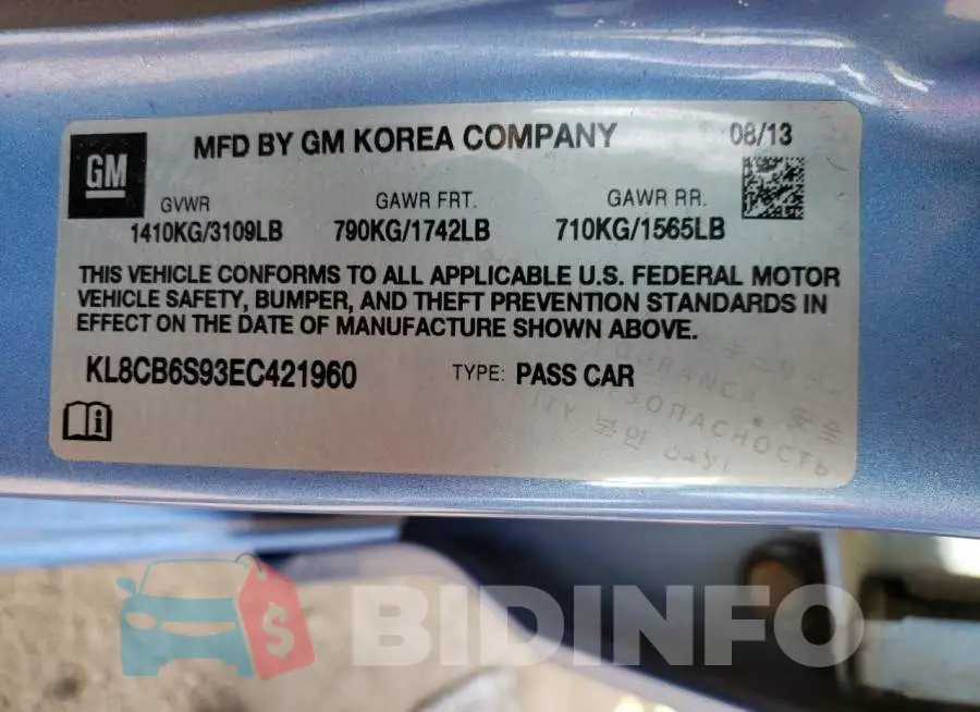 KL8CB6S93EC421960 Photo# 10