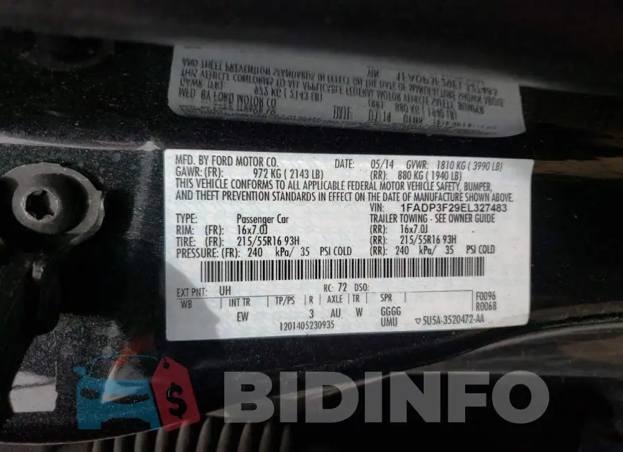 1FADP3F29EL327483 Photo# 12