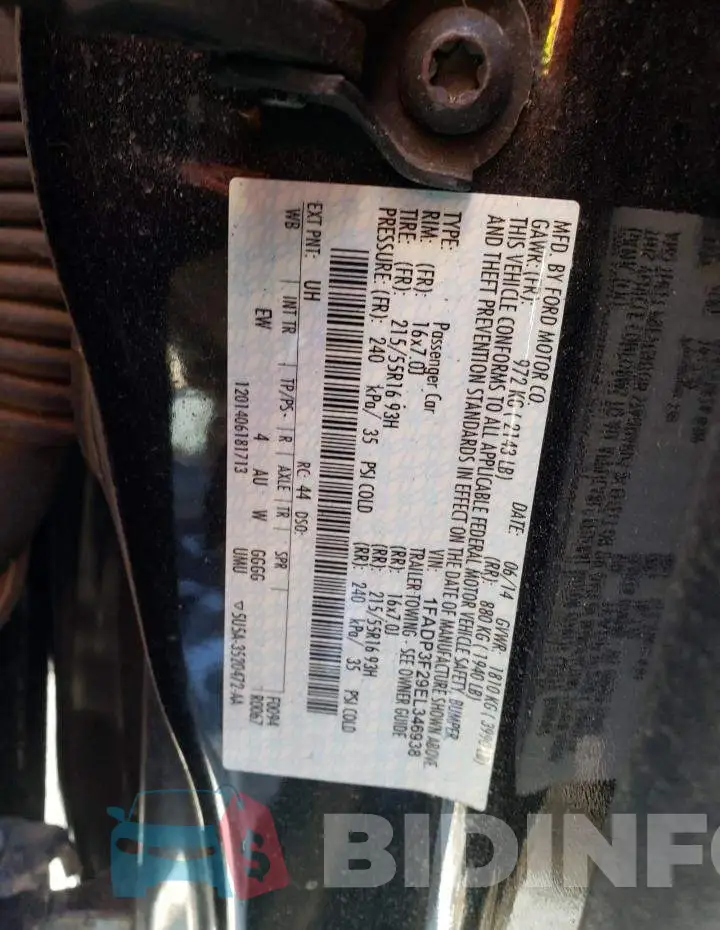 1FADP3F29EL346938 Photo# 12