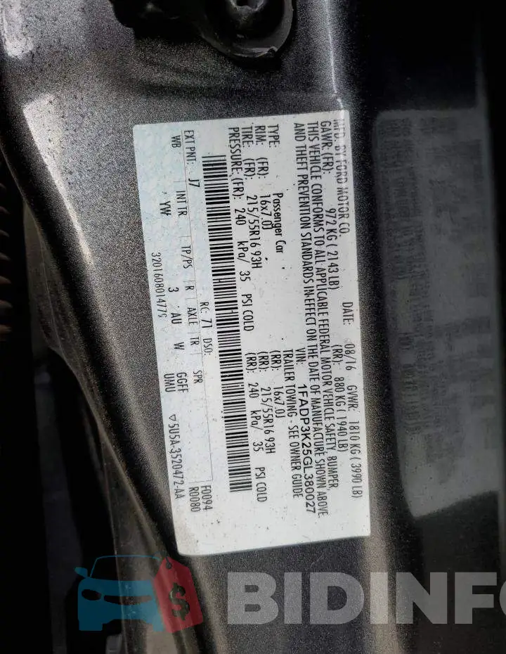 1FADP3K25GL380027 Photo# 12