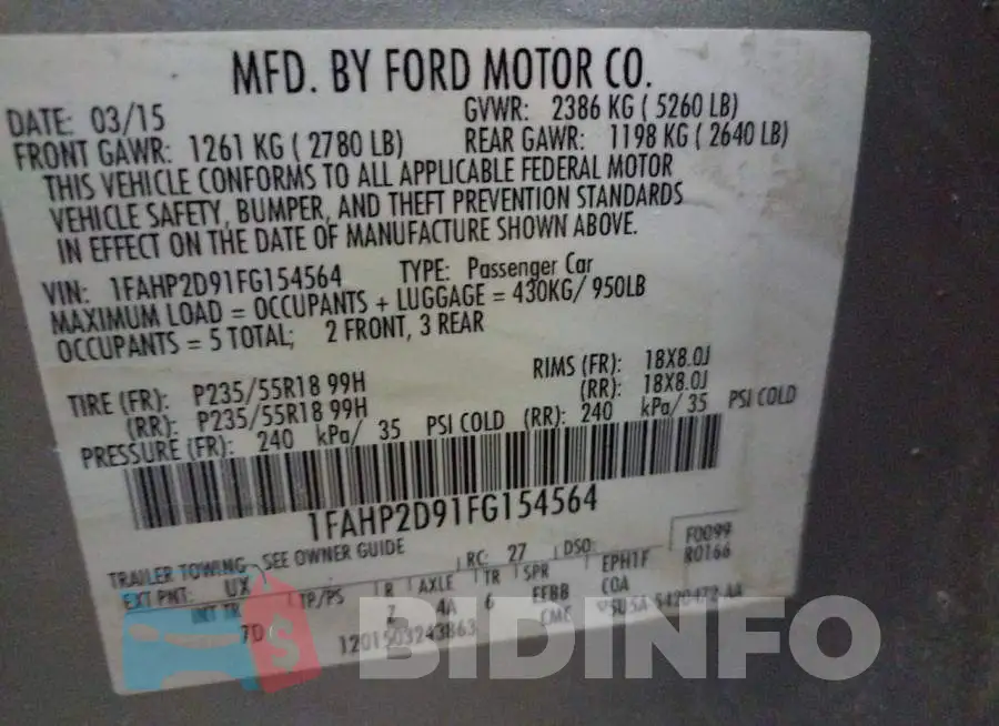 1FAHP2D91FG154564 Photo# 12