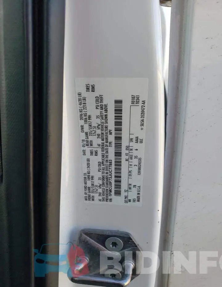1FMCU0F73JUC77883 Photo# 13