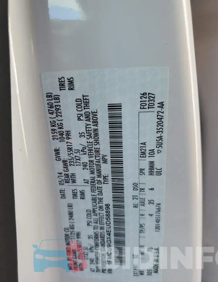 1FMCU9GX4EUD58898 Photo# 13