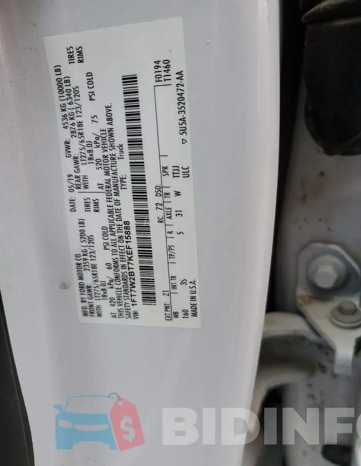 1FT7W2BT7KEF15888 Photo# 12