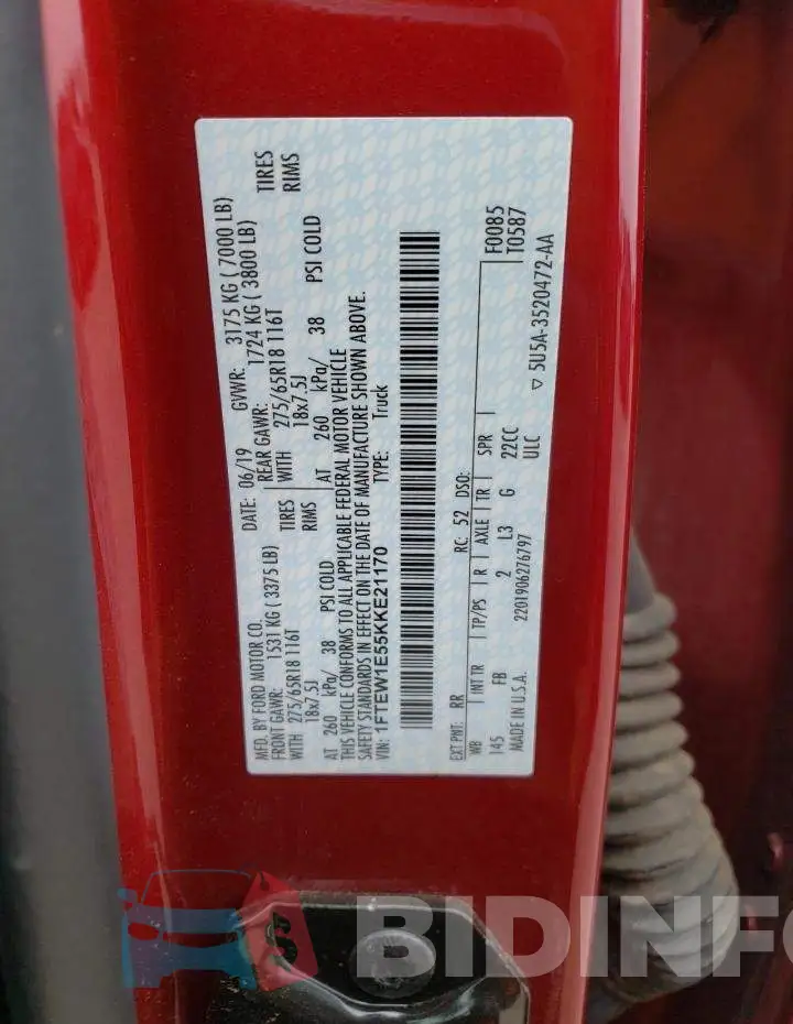 1FTEW1E55KKE21170 Photo# 12