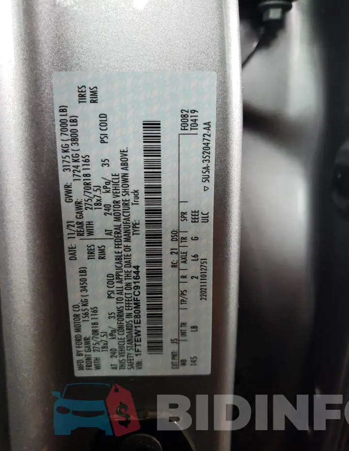 1FTEW1E80MFC91644 Photo# 12