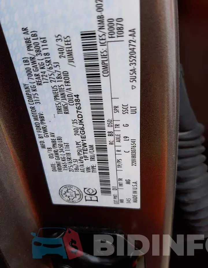 1FTEW1EG6JKD76384 Photo# 13