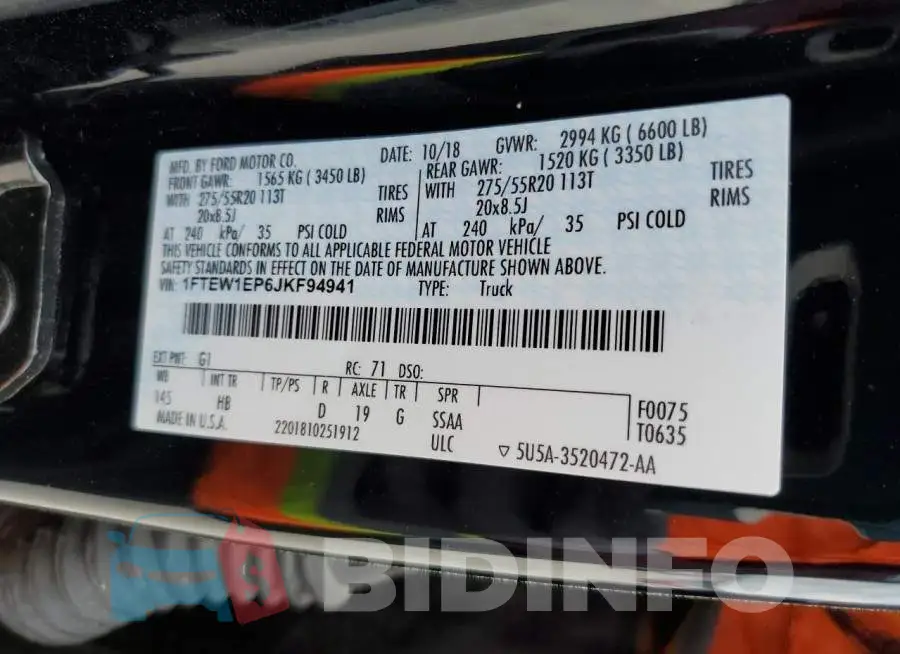 1FTEW1EP6JKF94941 Photo# 12