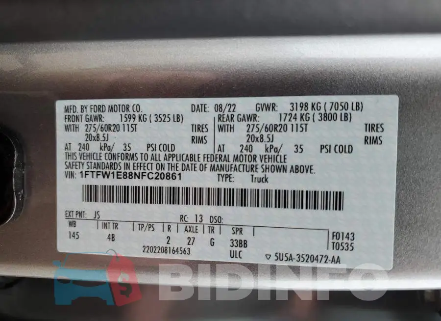 1FTFW1E88NFC20861 Photo# 12