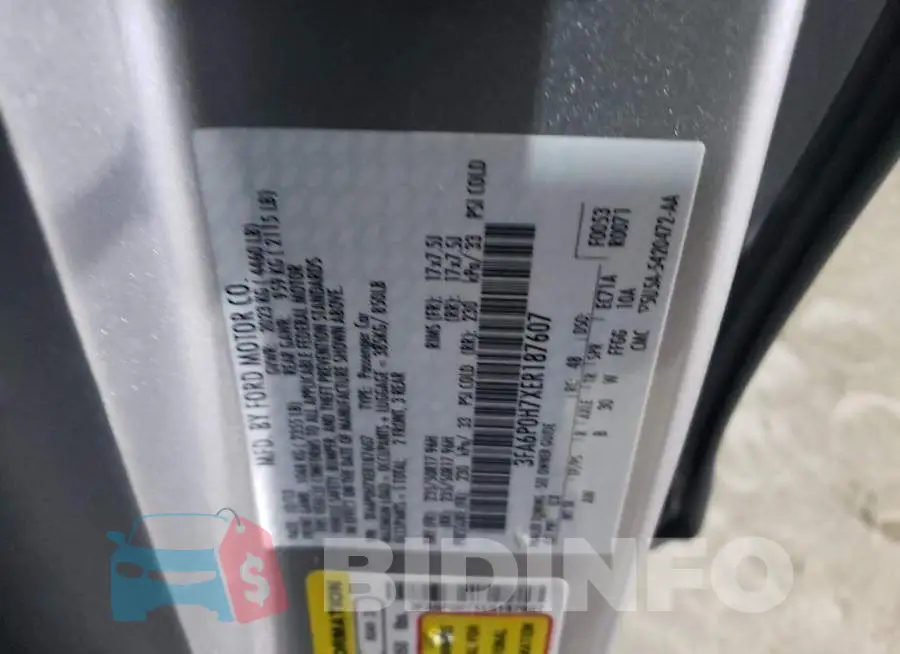 3FA6P0H7XER187607 Photo# 12