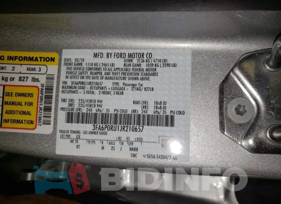 3FA6P0RU1JR210657 Photo# 12