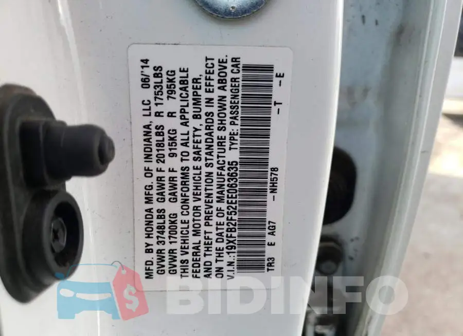 19XFB2F52EE063635 Photo# 12