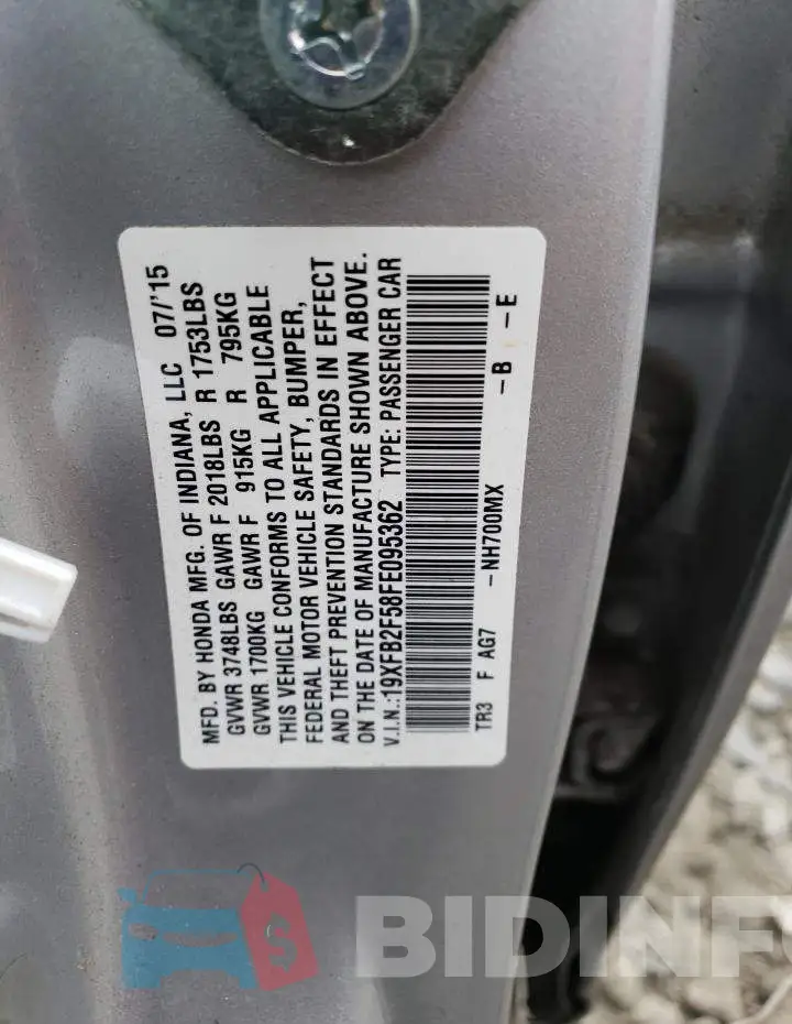 19XFB2F58FE095362 Photo# 12