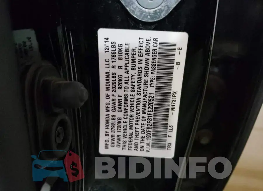 19XFB2F81FE220521 Photo# 13