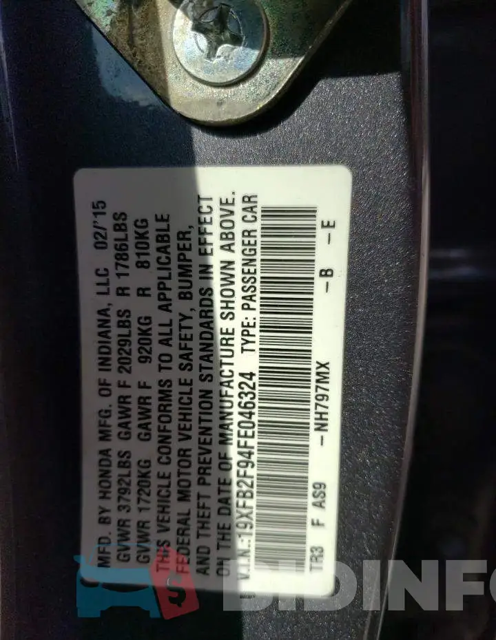 19XFB2F94FE046324 Photo# 12