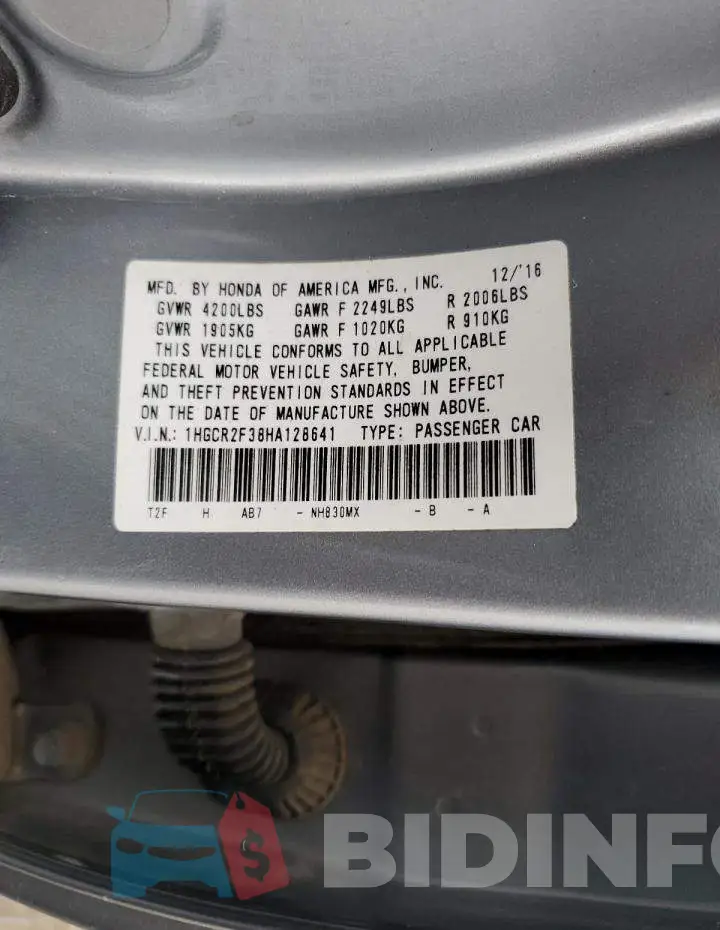 1HGCR2F38HA128641 Photo# 12