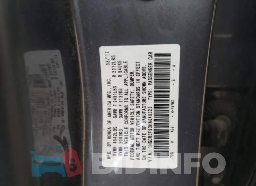1HGCR3F93HA045323 Photo# 13
