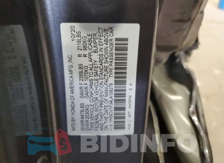 1HGCV1F34LA158279 Photo# 12