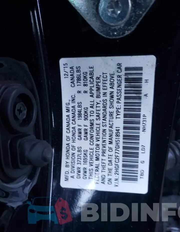 2HGFC2F77GH518941 Photo# 12