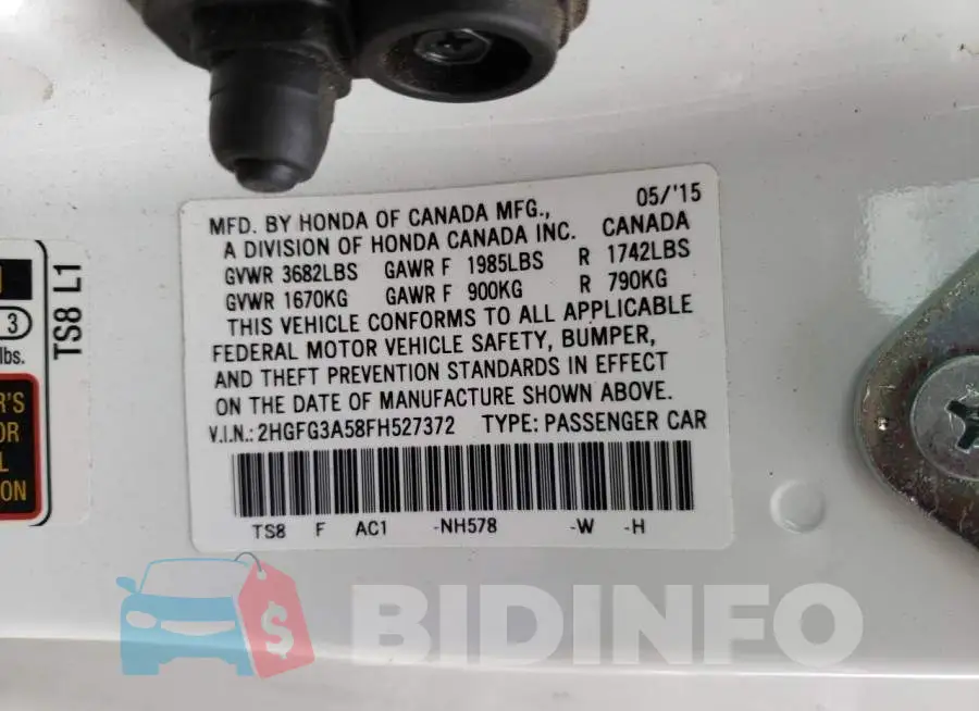 2HGFG3A58FH527372 Photo# 12