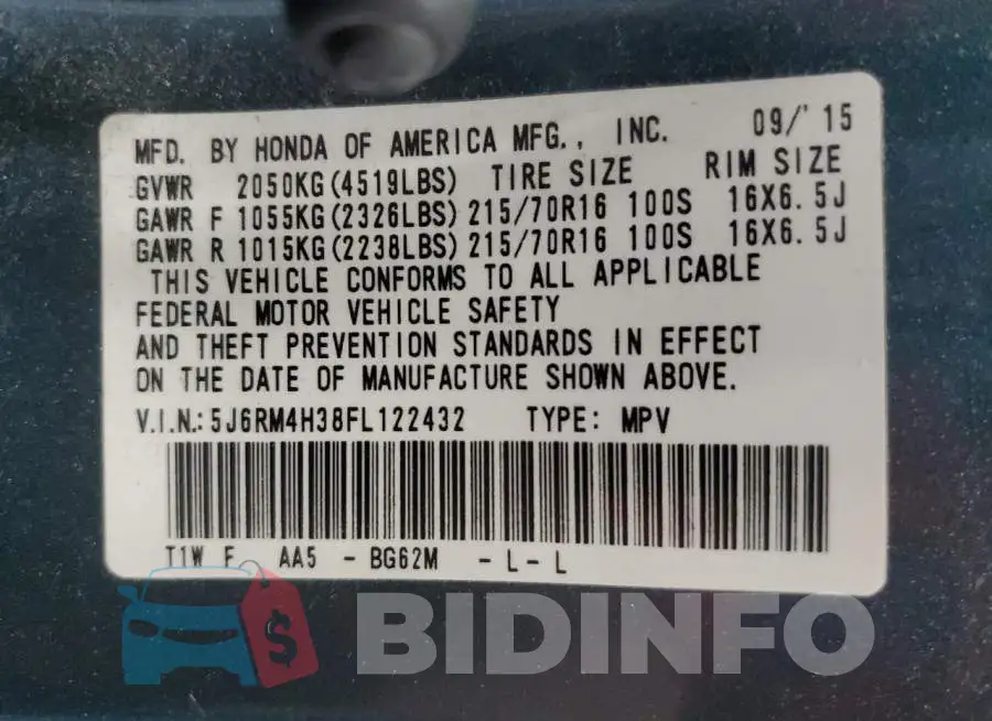 5J6RM4H38FL122432 Photo# 13