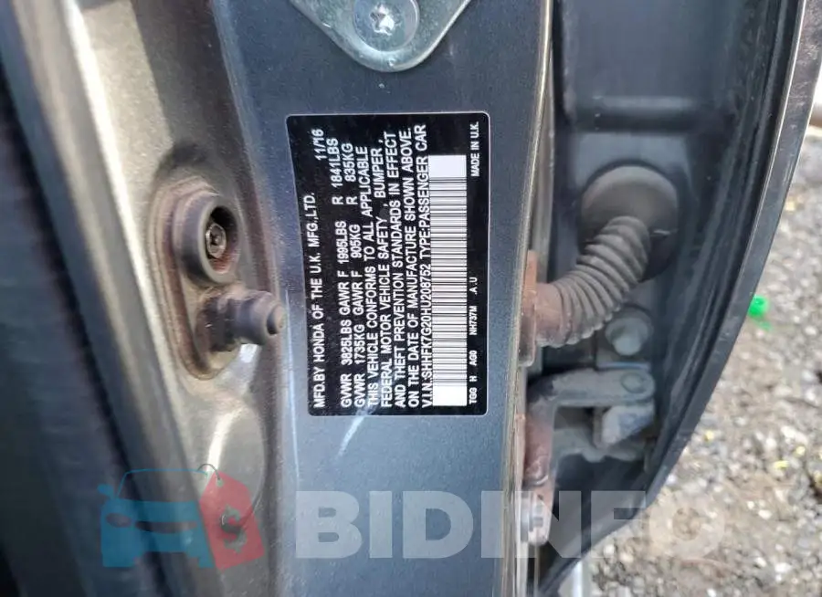 SHHFK7G20HU208752 Photo# 12