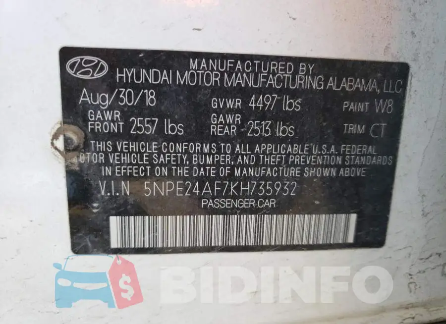 5NPE24AF7KH735932 Photo# 12