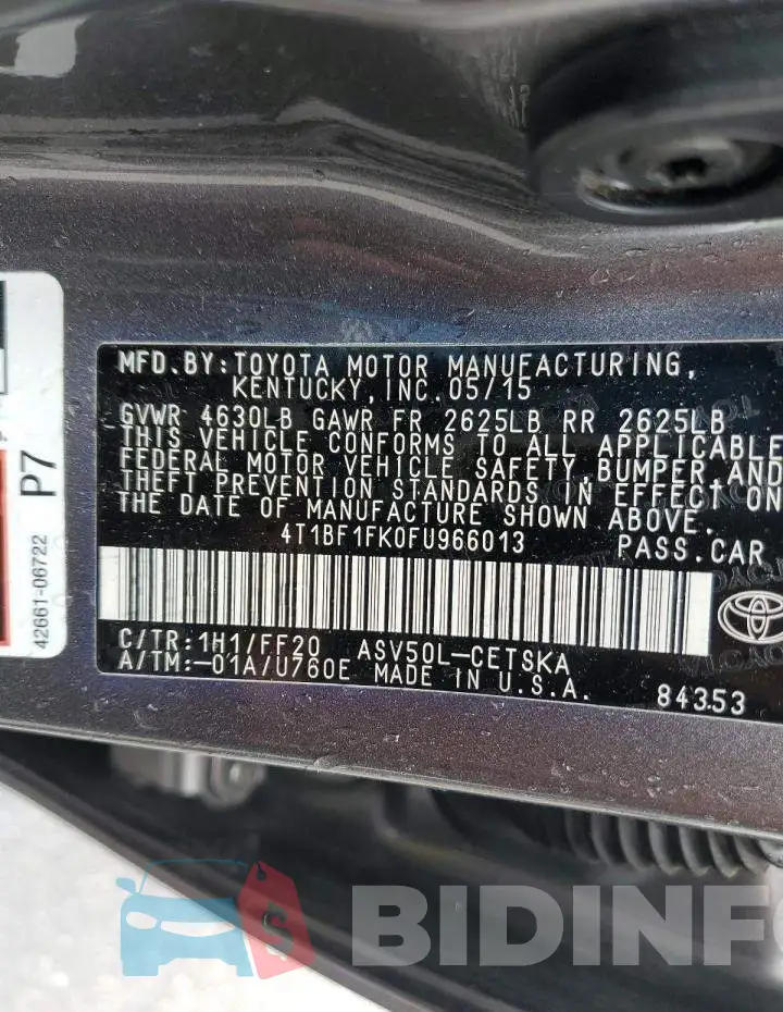 4T1BF1FK0FU966013 Photo# 12