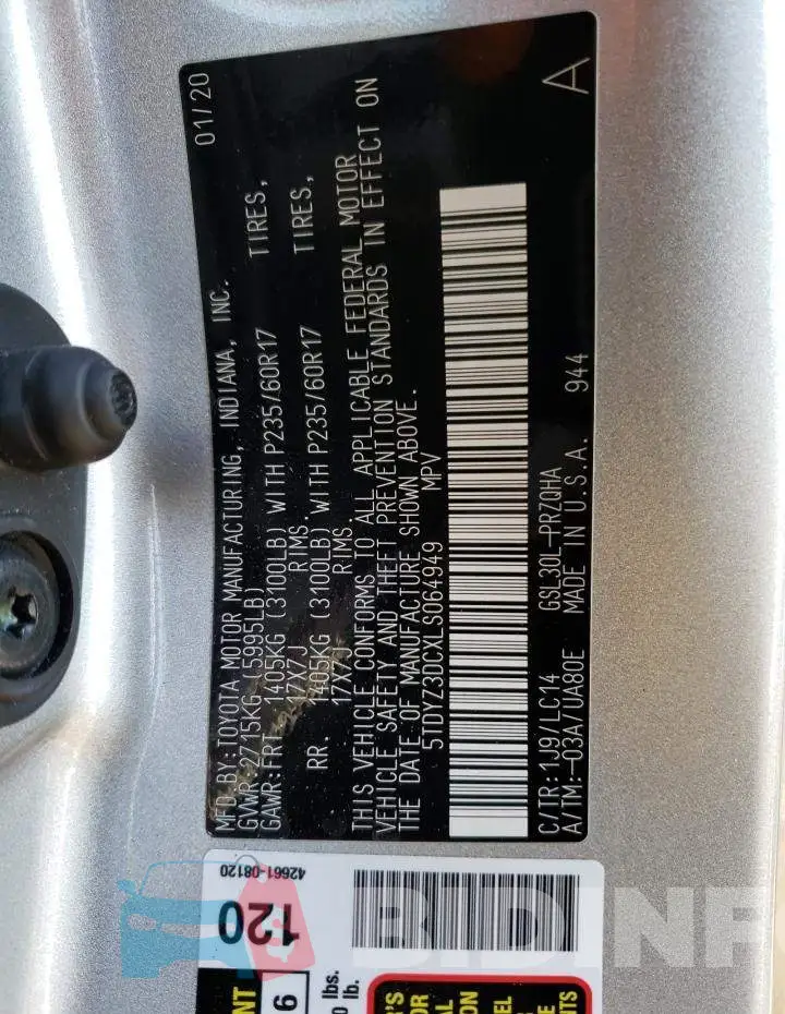 5TDYZ3DCXLS064949 Photo# 13
