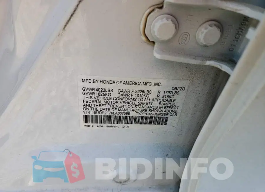 19UDE2F76LA007568 Photo# 12