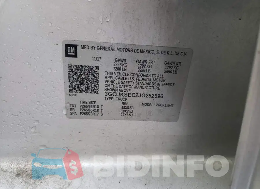 3GCUKSEC2JG252596 Photo# 12